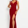 Discontinued Johnathan Kayne 2293 V Neckline Velvet Sash Design Evening Pageant Dress Prom Gown
