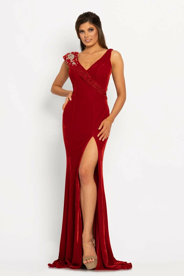 Discontinued Johnathan Kayne 2293 V Neckline Velvet Sash Design Evening Pageant Dress Prom Gown 3 Discontinued Johnathan Kayne 2293 V Neckline Velvet Sash Design Evening Pageant Dress Prom Gown