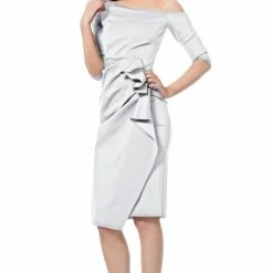 Long Sleeve Dresses Jovani 1035 Short Off The Shoulder Cocktail Dress Three Quarter Sleeves