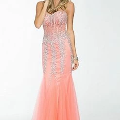 Jovani 5908 Sheer Corset Mermaid Prom Dress Pageant Sexy Embellished Formal Gown