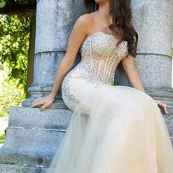 Jovani 5908 Sheer Corset Mermaid Prom Dress Pageant Sexy Embellished Formal Gown Mermaid Dresses