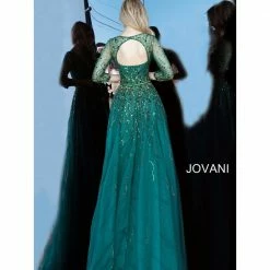 Jovani 29084 Three Quarter Sleeve A Line Evening Gown Mother Of Dress Formal Evening Gown Long Sleeve Dresses