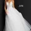 JVN By Jovani Jovani JVN07595 Sheer Lace A Line V Neck Formal Prom Dress Wedding Gown