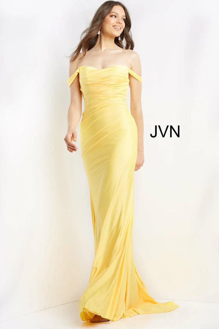JVN By Jovani JVN07639 Long Fitted Off The Shoulder Prom Dress Evening Gown Ruched 4 JVN By Jovani JVN07639 Long Fitted Off The Shoulder Prom Dress Evening Gown Ruched