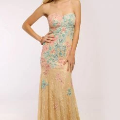In Stock Jovani JVN 22460 Lace Mermaid Size 4 Prom Gown Pageant Dress Nude Mermaid Dresses