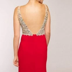 In Stock Jovani JVN86957 Size 8 Red Jersey Crystal Bodice Sheer Pageant Dress Slit 9 In Stock Jovani JVN86957 Size 8 Red Jersey Crystal Bodice Sheer Pageant Dress Slit