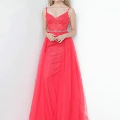 Discontinued Jovani JVN02260 Long Lace Embellished Belt Prom Dress Pageant Gown Tulle