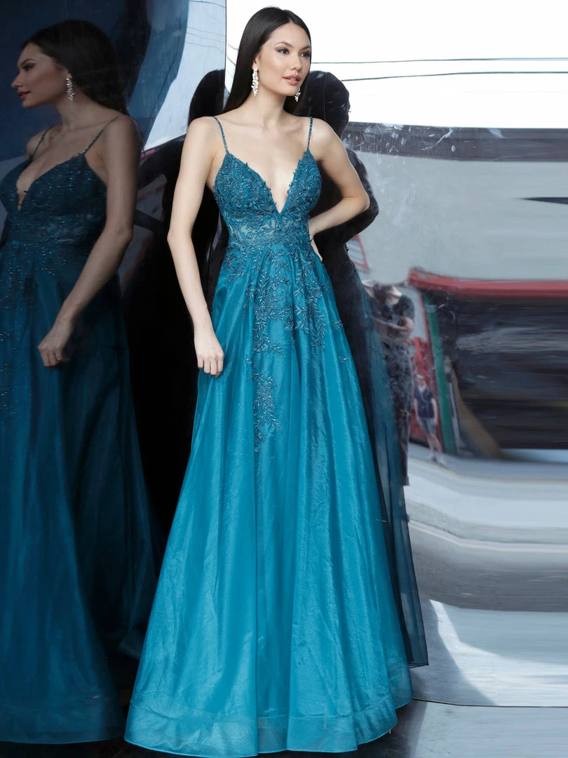 JVN By Jovani Jovani JVN02266 Floral Embroidered A Line Prom Dress Evening Gown Plunging V Neckline 6 JVN By Jovani Jovani JVN02266 Floral Embroidered A Line Prom Dress Evening Gown Plunging V Neckline