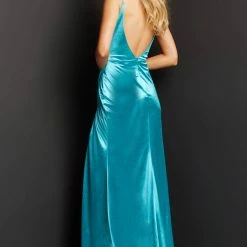 JVN By Jovani Jovani JVN03104 Ruched Satin Prom Dress Evening Gown Cowl Neck Gown Backless Dresses 11 JVN By Jovani Jovani JVN03104 Ruched Satin Prom Dress Evening Gown Cowl Neck Gown Backless Dresses