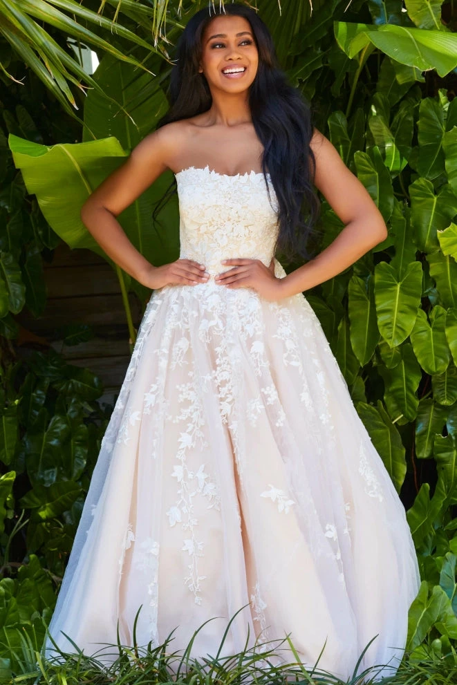 JVN By Jovani Jovani JVN1831 Long Embroidered Tulle Ball Gown Prom Dress Wedding Dress 4 JVN By Jovani Jovani JVN1831 Long Embroidered Tulle Ball Gown Prom Dress Wedding Dress