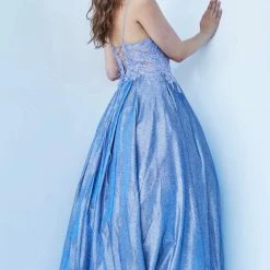 JVN By Jovani Jovani JVN2206 Shimmer Sheer Lace Ballgown Prom Dress Pockets Formal