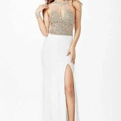 In Stock Jovani JVN23576 Red Size 2 Prom Dress Pageant Gown Sheer Long Choker Sexy Dress