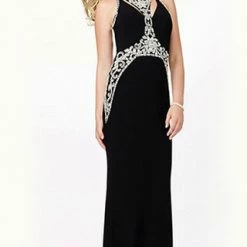 In Stock Jovani JVN33755 Royal Blue Size 00 Prom Dress High Neckline Pageant Gown