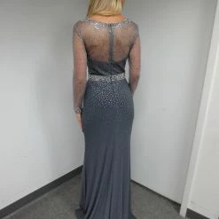 In Stock Long Sleeve Dresses Jovani JVN 36753 Size 0 Sheer Long Sleeve Formal Prom Dress Slit V Neck Illusion Back 7 In Stock Long Sleeve Dresses Jovani JVN 36753 Size 0 Sheer Long Sleeve Formal Prom Dress Slit V Neck Illusion Back