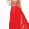 In Stock Jovani JVN36770 Size 14 A Line Sheer Beaded Prom Dress Formal Evening Gown Long Sleeve Dresses