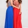 In Stock Jovani JVN36770 Royal Size 2 Prom Dress Sheer High Neck A Line Formal Gown