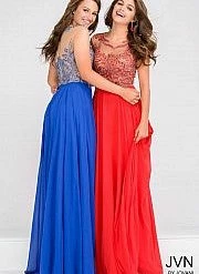 In Stock Jovani JVN36770 Royal Size 2 Prom Dress Sheer High Neck A Line Formal Gown