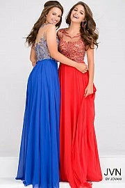 In Stock Jovani JVN36770 Royal Size 2 Prom Dress Sheer High Neck A Line Formal Gown 3 In Stock Jovani JVN36770 Royal Size 2 Prom Dress Sheer High Neck A Line Formal Gown