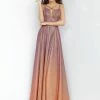 Discontinued Jovani JVN4327 Metallic Glitter Prom Dress Iridescent Plunge Neckline Pageant Ombre