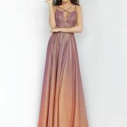 Discontinued Jovani JVN4327 Metallic Glitter Prom Dress Iridescent Shimmer Pageant Ombre Ombre Dresses