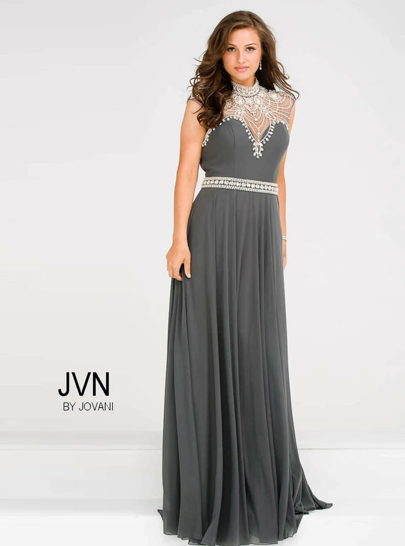 In Stock Jovani JVN 48641 Size 4 Long A Line Formal Dress Embellished Gown High Neck Long Sleeve Dresses 4 In Stock Jovani JVN 48641 Size 4 Long A Line Formal Dress Embellished Gown High Neck Long Sleeve Dresses