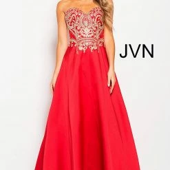 In Stock Ballgown Dresses Jovani JVN 50070 Size 00 Strapless A Line Prom Dress Embroidered Formal Gown