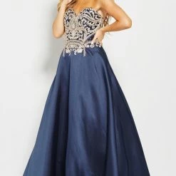 In Stock Ballgown Dresses Jovani JVN 50070 Size 00 Strapless A Line Prom Dress Embroidered Formal Gown