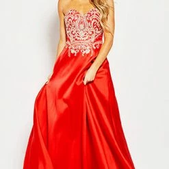 In Stock Ballgown Dresses Jovani JVN 50070 Size 00 Strapless A Line Prom Dress Embroidered Formal Gown