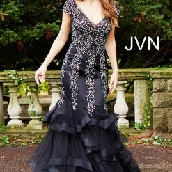 In Stock Mermaid Dresses Jovani JVN 55878 Black Size 2 Cap Sleeve Mermaid Prom Dress Embellished Evening Gown 19 In Stock Mermaid Dresses Jovani JVN 55878 Black Size 2 Cap Sleeve Mermaid Prom Dress Embellished Evening Gown
