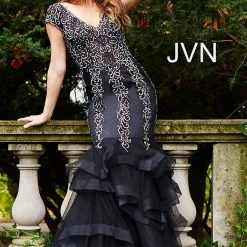 In Stock Mermaid Dresses Jovani JVN 55878 Black Size 2 Cap Sleeve Mermaid Prom Dress Embellished Evening Gown 17 In Stock Mermaid Dresses Jovani JVN 55878 Black Size 2 Cap Sleeve Mermaid Prom Dress Embellished Evening Gown