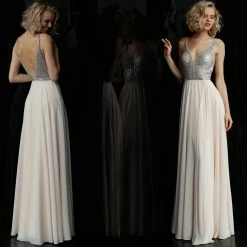 Discontinued JVN By Jovani 62409 Sleeveless Embellished Bodice Long Prom Dress