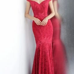 In Stock Jovani JVN62564 Size 20 Long Lace Off The Shoulder Mermaid Prom Dress Evening Gown Mermaid Dresses