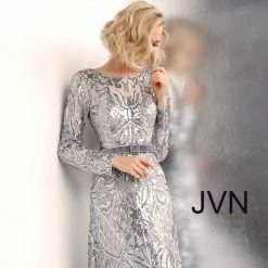 Discontinued Long Sleeve Dresses JVN By Jovani 62711 Long Sleeve Sequin Embellished Evening Gown 17 Discontinued Long Sleeve Dresses JVN By Jovani 62711 Long Sleeve Sequin Embellished Evening Gown