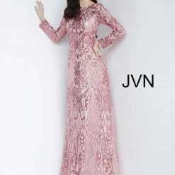 Discontinued Long Sleeve Dresses JVN By Jovani 62711 Long Sleeve Sequin Embellished Evening Gown 13 Discontinued Long Sleeve Dresses JVN By Jovani 62711 Long Sleeve Sequin Embellished Evening Gown