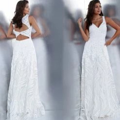 Discontinued Jovani JVN65806 Sequin V Neckline A Line Prom Dress Evening Gown