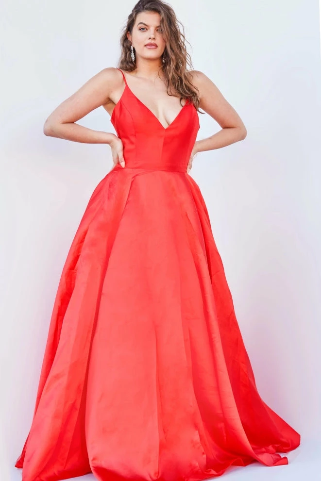 JVN By Jovani Jovani JVN66673 Satin Ball Gown Prom Dress Pleated Skirt V Neck Spaghetti Straps Ballgown Dresses 22 JVN By Jovani Jovani JVN66673 Satin Ball Gown Prom Dress Pleated Skirt V Neck Spaghetti Straps Ballgown Dresses