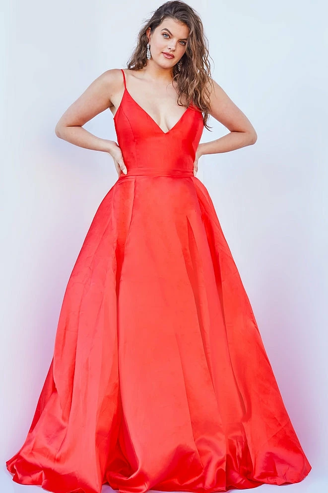 JVN By Jovani Jovani JVN66673 Satin Ball Gown Prom Dress Pleated Skirt V Neck Spaghetti Straps Ballgown Dresses 17 JVN By Jovani Jovani JVN66673 Satin Ball Gown Prom Dress Pleated Skirt V Neck Spaghetti Straps Ballgown Dresses