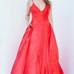 JVN By Jovani Jovani JVN66673 Satin Ball Gown Prom Dress Pleated Skirt V Neck Spaghetti Straps Ballgown Dresses 41 JVN By Jovani Jovani JVN66673 Satin Ball Gown Prom Dress Pleated Skirt V Neck Spaghetti Straps Ballgown Dresses