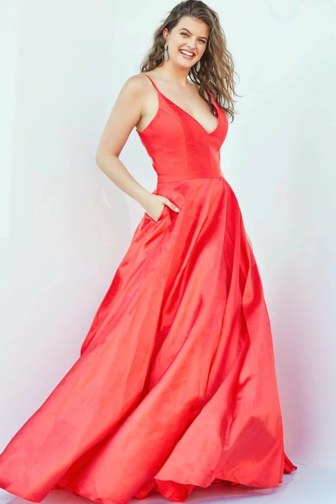 JVN By Jovani Jovani JVN66673 Satin Ball Gown Prom Dress Pleated Skirt V Neck Spaghetti Straps Ballgown Dresses 23 JVN By Jovani Jovani JVN66673 Satin Ball Gown Prom Dress Pleated Skirt V Neck Spaghetti Straps Ballgown Dresses
