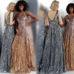 Discontinued Jovani JVN66727 Sequin Embellished Prom Dress V Neck Evening Gown Ballgown Dresses 18 Discontinued Jovani JVN66727 Sequin Embellished Prom Dress V Neck Evening Gown Ballgown Dresses