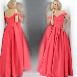 Discontinued JVN By Jovani 66894 Off The Shoulder Prom Dress Ball Gown 9 Discontinued JVN By Jovani 66894 Off The Shoulder Prom Dress Ball Gown