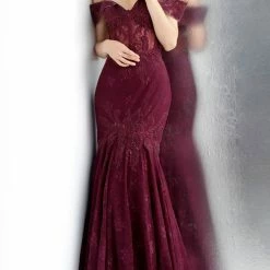 In Stock Mermaid Dresses Jovani JVN66981 Size 6, 14 Long Lace Off The Shoulder Prom Dress Evening Mermaid Flare Gown