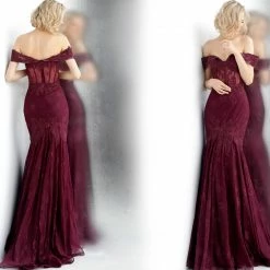 In Stock Mermaid Dresses Jovani JVN66981 Size 6, 14 Long Lace Off The Shoulder Prom Dress Evening Mermaid Flare Gown