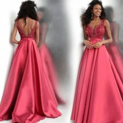 Discontinued Jovani JVN67198 Long A Line Ballgown Prom Dress Pockets Formal Evening Gown