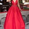JVN By Jovani Jovani JVN68258 Long A Line Lace Prom Ballgown Dress Formal Plunging Neckline 1 JVN By Jovani Jovani JVN68258 Long A Line Lace Prom Ballgown Dress Formal Plunging Neckline