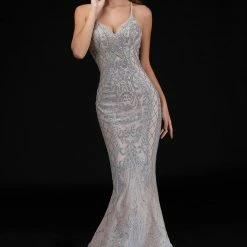 Mermaid Dresses Nina Canacci 8175 Embellished Mermaid Prom Dress V Neckline Pageant Gown