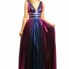 In Stock Johnathan Kayne 2008 Sz 12 Metallic Shimmer Prom Dress Plunging Neckline Evening Gown