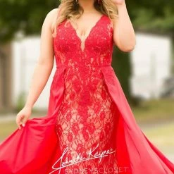 In Stock Long Sleeve Dresses Johnathan Kayne Sydney's Closet JK 2016 Size 18 Plus Size Lace Prom Dress Evening Gown