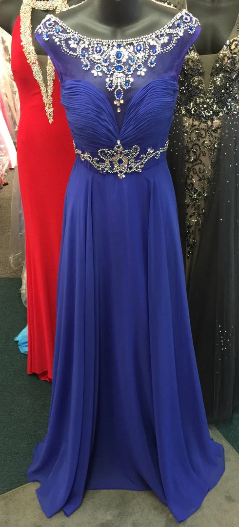 In Stock CLEARANCE Precious Formals Lux Gal 70118 Size 0 Royal Blue Long Prom Dress High Neck 3 In Stock CLEARANCE Precious Formals Lux Gal 70118 Size 0 Royal Blue Long Prom Dress High Neck