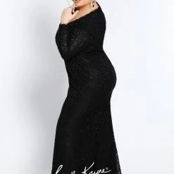 Long Sleeve Dresses Johnathan Kayne For Sydney's Closet JK2104 Lace Prom Dress Plus Size Pageant Gown JK 2104